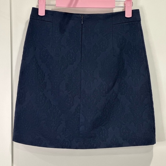 Zara Basic Jacquard Paisley Mini Skirt Navy Blue XS Chic Preppy Academia Coastal - Picture 3 of 8